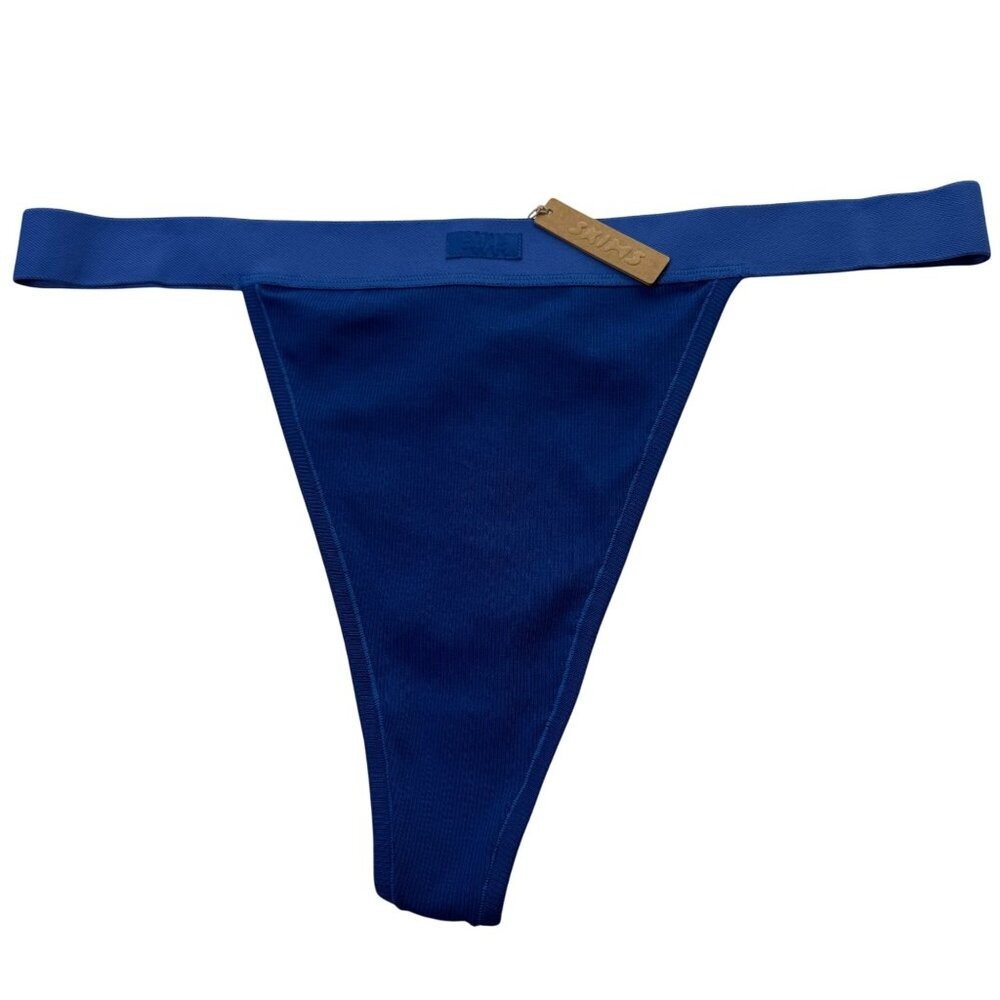 SKIMS‎ Cotton Rib Thong Cobalt 3X
